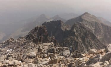 Llegando a la cumbre del Aneto por la arista Salenques Tempestades